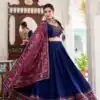 Navy blue Tasar Gamthi Print Work Lehenga Choli