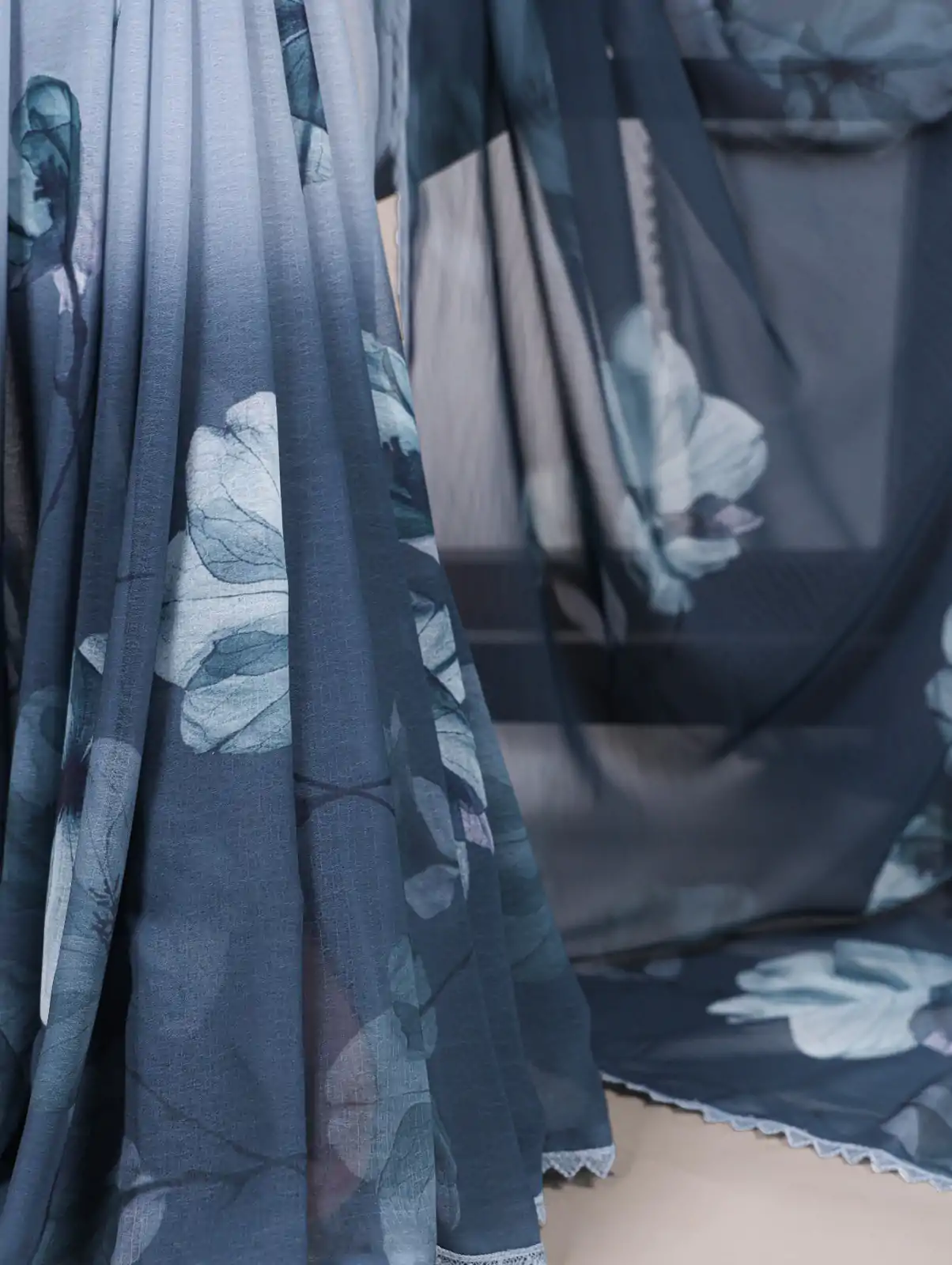 YNF 7038 Navy Blue Color Weightless Marbal Floral Printed Lace Saree Casual, Wedding, Festive, Events . Expected Delivery  4-6 Working Days @1549/- only                                                                                | Embroidered Sarees, Bollywood Sarees, Creative Sarees, Designer Sarees, Ethnic Saree, Modern Digital sarees, Party Wear Sarees, Sarees