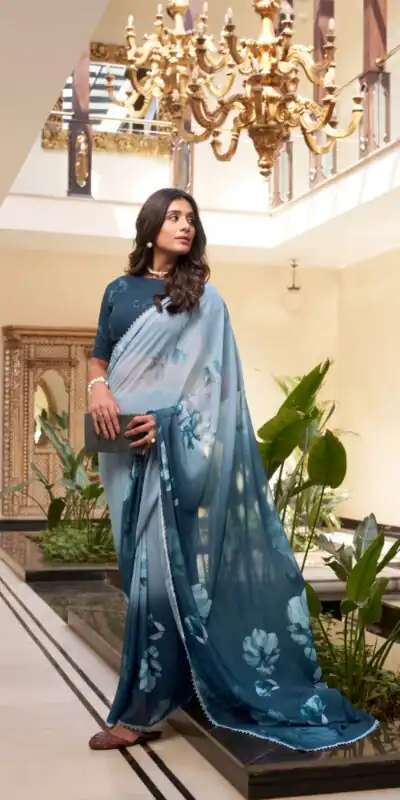 YNF 7038 Navy Blue Color Weightless Marbal Floral Printed Lace Saree Casual, Wedding, Festive, Events . Expected Delivery  4-6 Working Days @1549/- only                                                                                | Embroidered Sarees, Bollywood Sarees, Creative Sarees, Designer Sarees, Ethnic Saree, Modern Digital sarees, Party Wear Sarees, Sarees