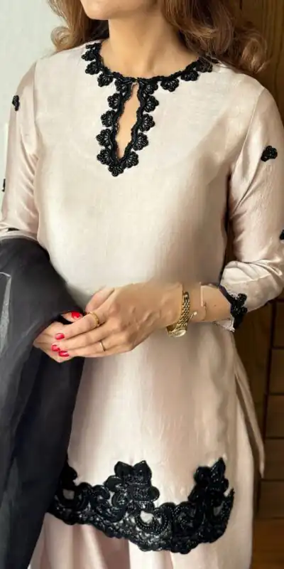 BE 371 Off White Color French Crape Sequence Embroidery Beads Salwar Suit Casual, Wedding, Festive, Events . Expected Delivery  4-6 Working Days @2099/- only      | Casual Suits, Jump Suits, Creative suits, Designer Suits, Palazzo Suits, Party Wear Suits, Patiala Suits, Salwar suit, Straight Suits