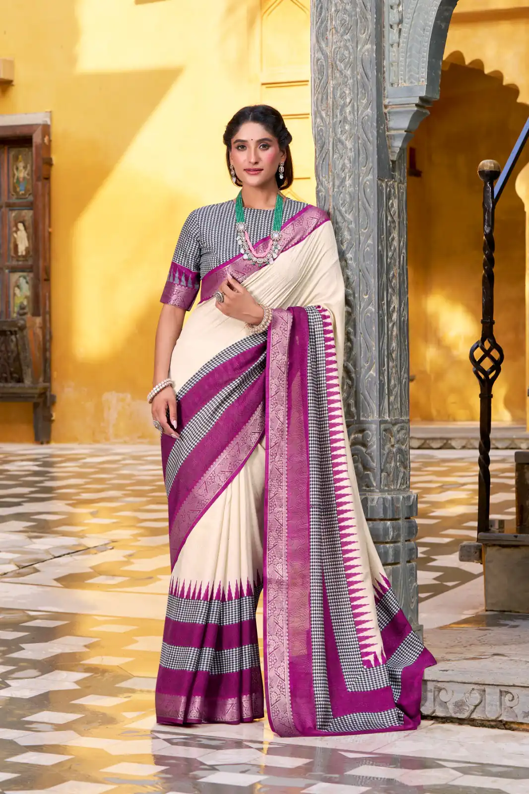 YNF 7049 Off White Color Poly Cotton Printed With Zari Weaving Work Saree Casual, Wedding, Festive, Events . Expected Delivery  4-6 Working Days @1699/- only                                                                                | Embroidered Sarees, Bollywood Sarees, Creative Sarees, Designer Sarees, Ethnic Saree, Modern Digital sarees, Party Wear Sarees, Sarees