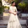 Off White Silver Glosy Sequins Lehenga Choli