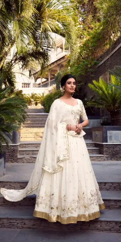 LNB 1422 Off White Color Silver Glosy Sequins and Embroidery Foil Work Lehenga Choli Wedding, Party, Festive, Events Etc. Delivery 4-6 Working Days Rs 3299 | Creative Lehenga, Bollywood Lehenga, Designer Lehenga, Embroidered Lehenga, Lehenga, Party Wear Lehenga