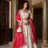 Off White Vichitra Silk Sequins Lehenga Choli
