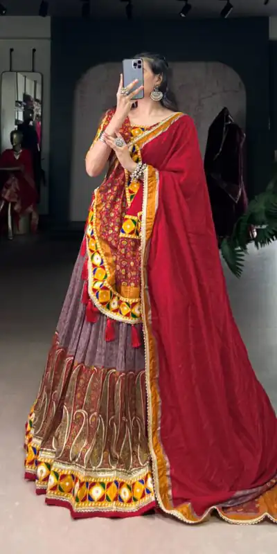 LNB 1745 Onion Color Tasar Silk Kashmiri Foil Print Gamthi Work Sequins Lehenga Choli Wedding, Party, Festive, Events Etc. Delivery 4-6 Working Days Rs 2999 | Creative Lehenga, Bollywood Lehenga, Designer Lehenga, Embroidered Lehenga, Lehenga, Party Wear Lehenga