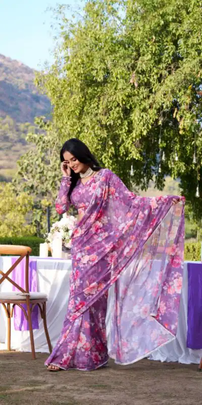 YNF 7010 Onion Color Weightless Marbal Floral Printed Pearl Lace Saree Casual, Wedding, Festive, Events . Expected Delivery  4-6 Working Days @1599/- only                                                                                | Embroidered Sarees, Bollywood Sarees, Creative Sarees, Designer Sarees, Ethnic Saree, Modern Digital sarees, Party Wear Sarees, Sarees