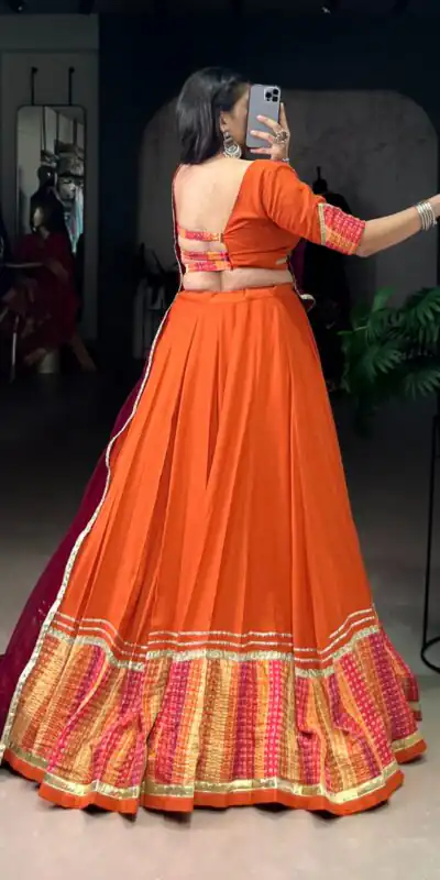 LNB 1634 Orange Color Pure Rayon Bandhej Print Sequins Lace Boarder Lehenga Choli Wedding, Party, Festive, Events Etc. Delivery 4-6 Working Days Rs 3199 | Creative Lehenga, Bollywood Lehenga, Designer Lehenga, Embroidered Lehenga, Lehenga, Party Wear Lehenga