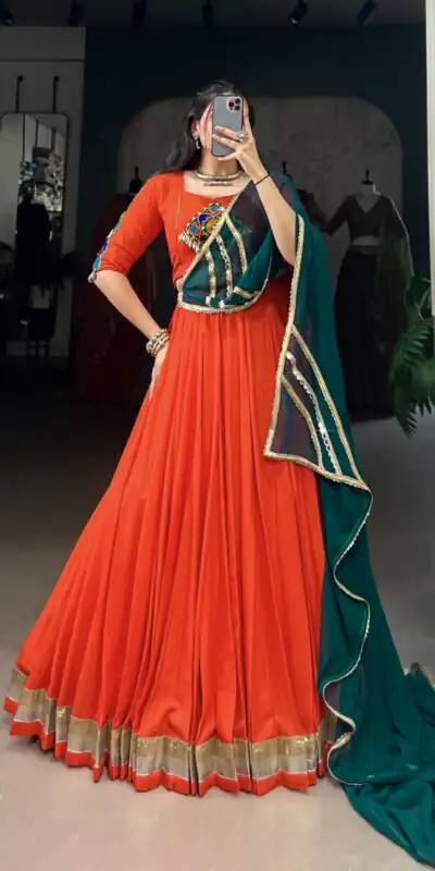 LNB 1651 Orange Color Pure Rayon Embossed Design Lace Touch Up Lehenga Choli Wedding, Party, Festive, Events Etc. Delivery 4-6 Working Days Rs 3199 | Bollywood Lehenga, Creative Lehenga, Designer Lehenga, Embroidered Lehenga, Lehenga, Party Wear Lehenga