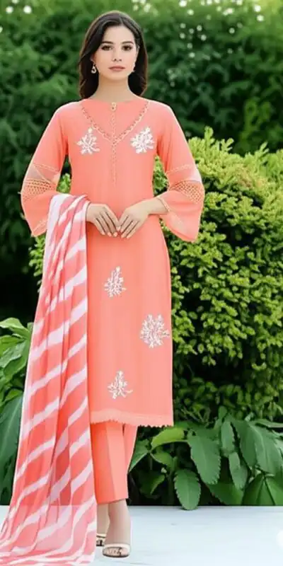 LG 1951 Peach Color Roman Silk Embroidery Work On Front Side Salwar Suit Casual, Wedding, Festive, Events . Expected Delivery  4-6 Working Days @1999/- only      | Casual Suits, Jump Suits, Creative suits, Designer Suits, Palazzo Suits, Party Wear Suits, Patiala Suits, Salwar suit, Straight Suits