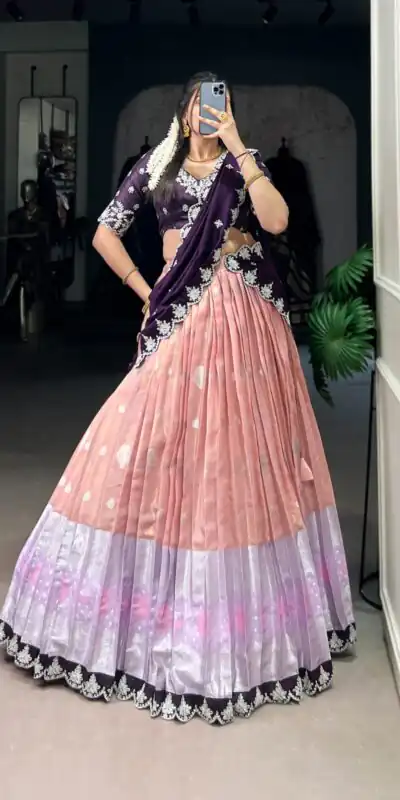 LNB 2024 Peach Color Zari Kota Weaving Work Sequins Thread Embroidery Lehenga Choli Festive Party Wedding, Events etc. Delivery 4-6 Working Days @2999/- | Creative Lehenga, Bollywood Lehenga, Designer Lehenga, Embroidered Lehenga, Lehenga, Party Wear Lehenga