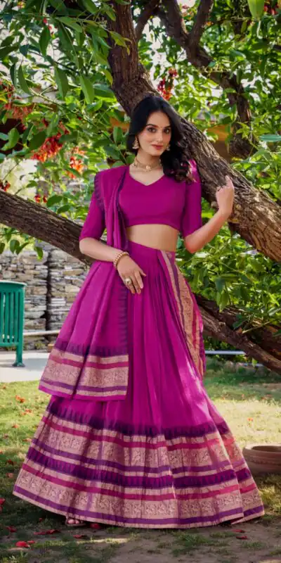 LNB 1902 Pink Color Chanderi Plain With Zari Weaving Work Lehenga Choli Wedding, Party, Festive, Events Etc. Delivery 4-6 Working Days Rs 2099 | Creative Lehenga, Bollywood Lehenga, Designer Lehenga, Embroidered Lehenga, Lehenga, Party Wear Lehenga
