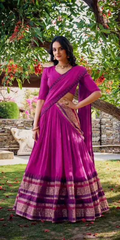 LNB 1902 Pink Color Chanderi Plain With Zari Weaving Work Lehenga Choli Wedding, Party, Festive, Events Etc. Delivery 4-6 Working Days Rs 2099 | Creative Lehenga, Bollywood Lehenga, Designer Lehenga, Embroidered Lehenga, Lehenga, Party Wear Lehenga