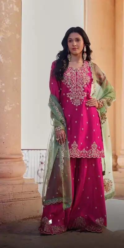 LG 1988 Pink Color Chinon Sequence Embroidery Work Salwar Suit Casual, Wedding, Festive, Events . Expected Delivery  4-6 Working Days @2149/- only      | Casual Suits, Jump Suits, Creative suits, Designer Suits, Palazzo Suits, Party Wear Suits, Patiala Suits, Salwar suit, Straight Suits