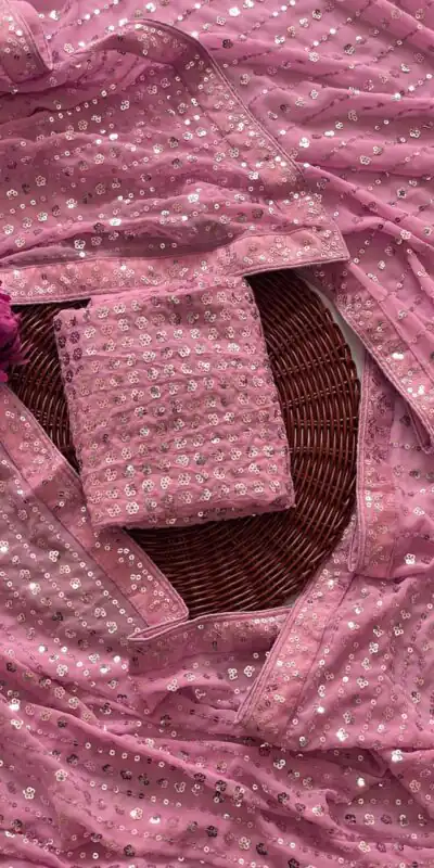 DF 3452 Pink Color Faux Georgette Embroidery Sequins Multi Work Saree Casual, Wedding, Festive, Events . Expected Delivery  4-6 Working Days @1799/- only                                                                                | Embroidered Sarees, Bollywood Sarees, Creative Sarees, Designer Sarees, Ethnic Saree, Modern Digital sarees, Party Wear Sarees, Sarees