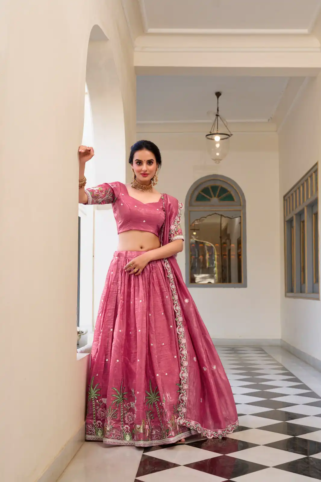 LNB 1435 Pink Sequins Work & Embroidery Work Lehenga Choli in Gold Crush. Exclusive Offer ₹3399. Delivery 4-6 Working Days. Shop now. | Creative Lehenga, Bollywood Lehenga, Designer Lehenga, Embroidered Lehenga, Lehenga, Party Wear Lehenga