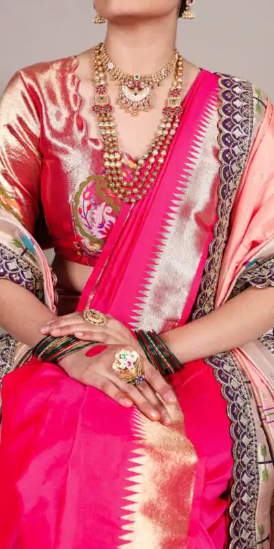 YNF 7407 Pink Color Jacquard Silk Paithani Zari Weaving Work Saree Casual, Wedding, Festive, Events . Expected Delivery 4-6 Working Days @3349/- only | Creative Sarees, Embroidered Sarees, Bollywood Sarees, Designer Sarees, Ethnic Saree, Modern Digital sarees, Party Wear Sarees, Sarees