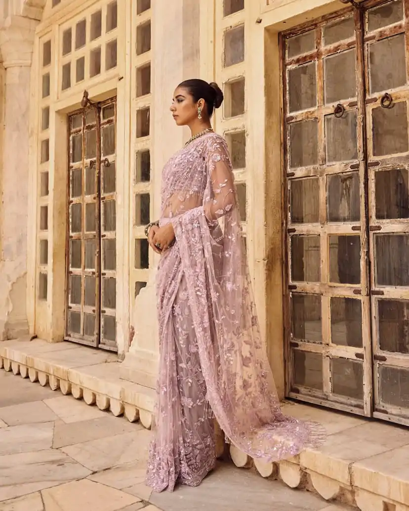 DF 3435 Pink Color Mono Net 5mm Multi Sequins Embroidery Work Saree Casual, Wedding, Festive, Events . Expected Delivery  4-6 Working Days @1799/- only                                                                                | Embroidered Sarees, Bollywood Sarees, Creative Sarees, Designer Sarees, Ethnic Saree, Modern Digital sarees, Party Wear Sarees, Sarees