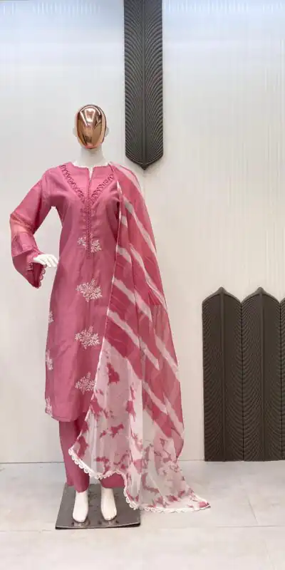 LG 1951 Pink Color Roman Silk Embroidery Work On Front Side Salwar Suit Casual, Wedding, Festive, Events . Expected Delivery  4-6 Working Days @1999/- only      | Casual Suits, Jump Suits, Creative suits, Designer Suits, Palazzo Suits, Party Wear Suits, Patiala Suits, Salwar suit, Straight Suits