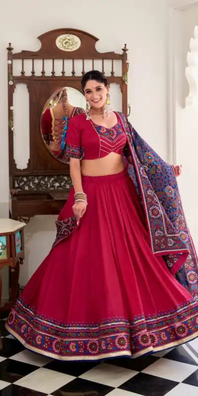 LNB 1243 Pink Color Tasar Silk Gamthi Print Embossed Gotta Patti Lace Lehenga Choli Festive Party Wedding, Events etc. Delivery 4-6 Working Days @2999/- | Creative Lehenga, Bollywood Lehenga, Designer Lehenga, Embroidered Lehenga, Lehenga, Party Wear Lehenga