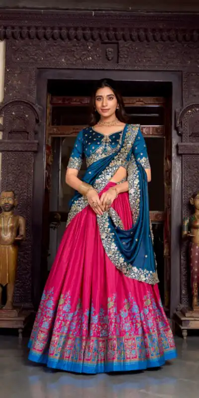 LNB 1238 Pink Color Tasar Silk Printed With Foil Work Lehenga Choli Festive Party Wedding, Events etc. Delivery 4-6 Working Days @2999/- | Bollywood Lehenga, Creative Lehenga, Designer Lehenga, Embroidered Lehenga, Lehenga, Party Wear Lehenga