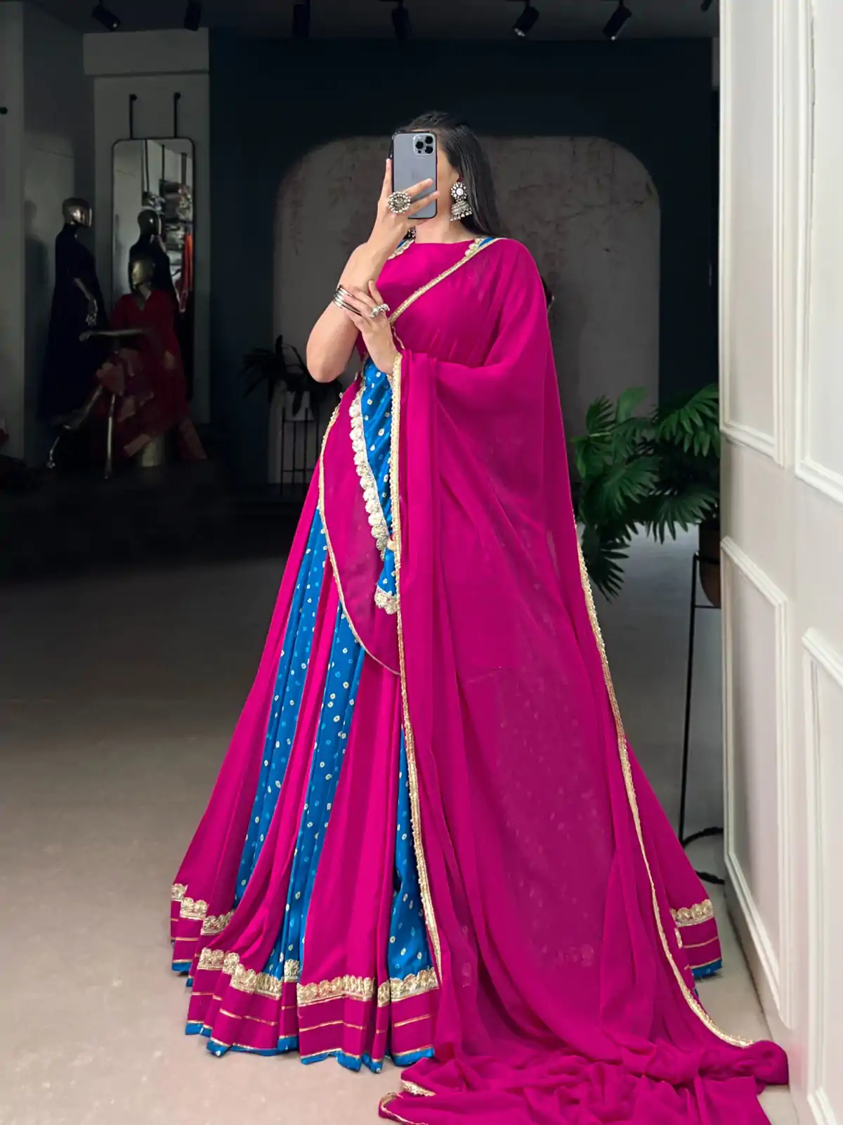 LNB 1673 Pink Color Tasar Silk Bandhej Print With Lace Touch Up Lehenga Choli Wedding, Party, Festive, Events Etc. Delivery 4-6 Working Days Rs 3099 | Creative Lehenga, Bollywood Lehenga, Designer Lehenga, Embroidered Lehenga, Lehenga, Party Wear Lehenga