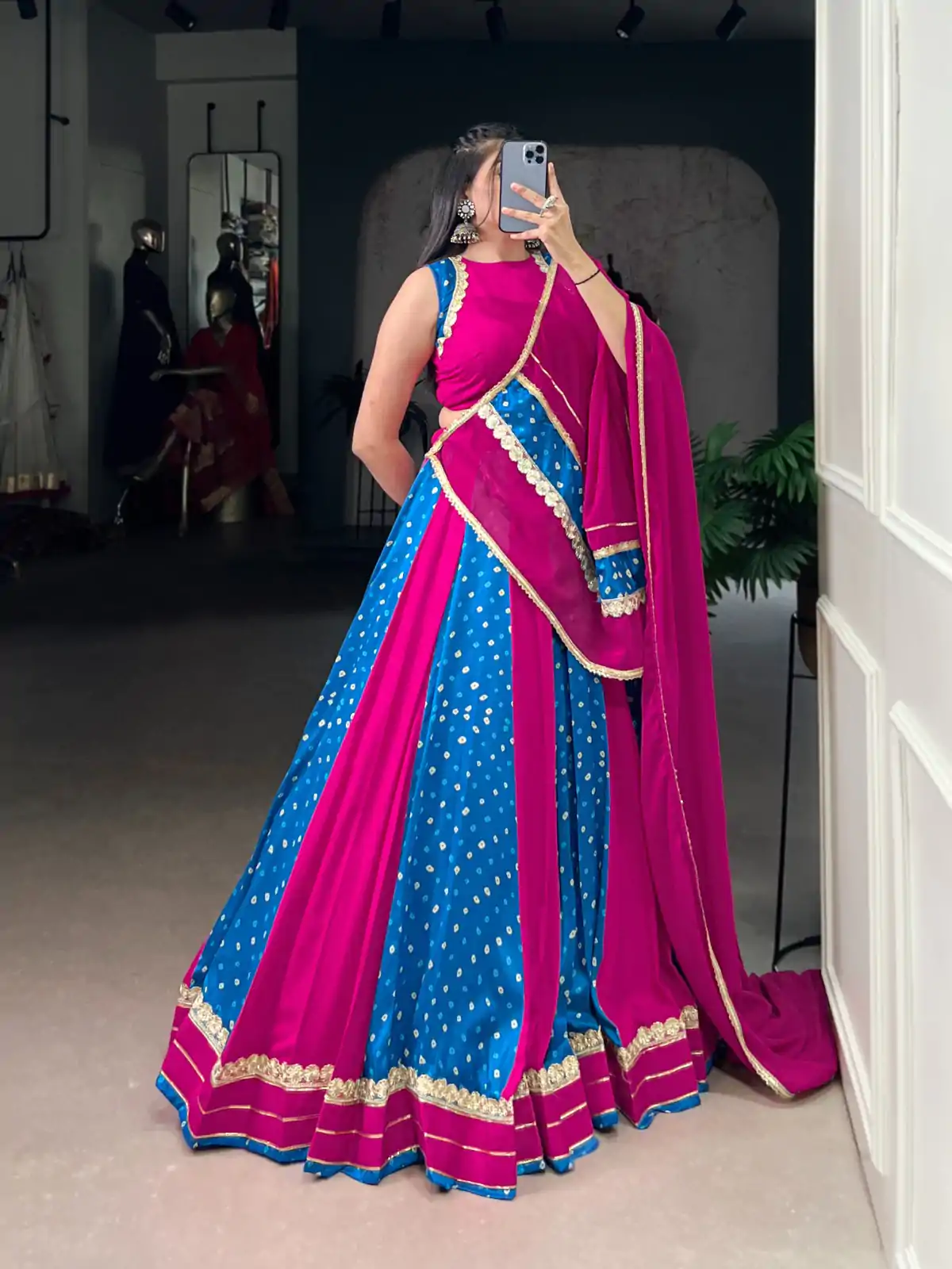 LNB 1673 Pink Color Tasar Silk Bandhej Print With Lace Touch Up Lehenga Choli Wedding, Party, Festive, Events Etc. Delivery 4-6 Working Days Rs 3099 | Creative Lehenga, Bollywood Lehenga, Designer Lehenga, Embroidered Lehenga, Lehenga, Party Wear Lehenga