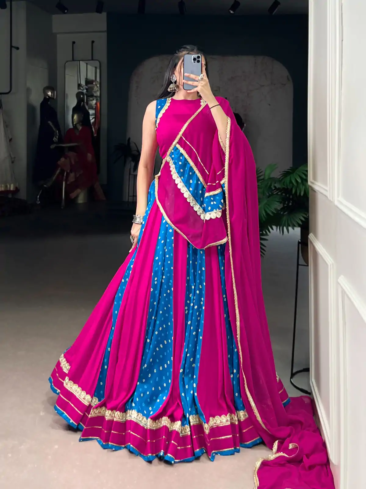 LNB 1673 Pink Color Tasar Silk Bandhej Print With Lace Touch Up Lehenga Choli Wedding, Party, Festive, Events Etc. Delivery 4-6 Working Days Rs 3099 | Creative Lehenga, Bollywood Lehenga, Designer Lehenga, Embroidered Lehenga, Lehenga, Party Wear Lehenga