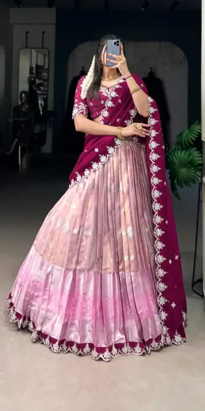 LNB 2024 Pink Color Zari Kota Weaving Work Sequins Thread Embroidery Lehenga Choli Festive Party Wedding, Events etc. Delivery 4-6 Working Days @2999/- | Creative Lehenga, Bollywood Lehenga, Designer Lehenga, Embroidered Lehenga, Lehenga, Party Wear Lehenga