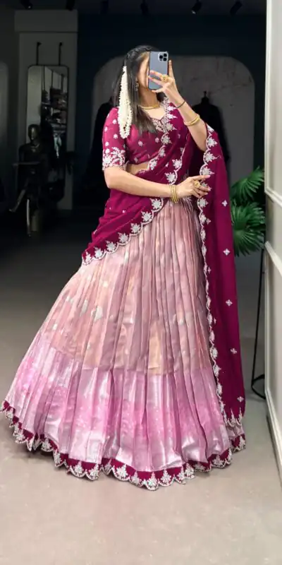 LNB 2024 Pink Color Zari Kota Weaving Work Sequins Thread Embroidery Lehenga Choli Festive Party Wedding, Events etc. Delivery 4-6 Working Days @2999/- | Creative Lehenga, Bollywood Lehenga, Designer Lehenga, Embroidered Lehenga, Lehenga, Party Wear Lehenga