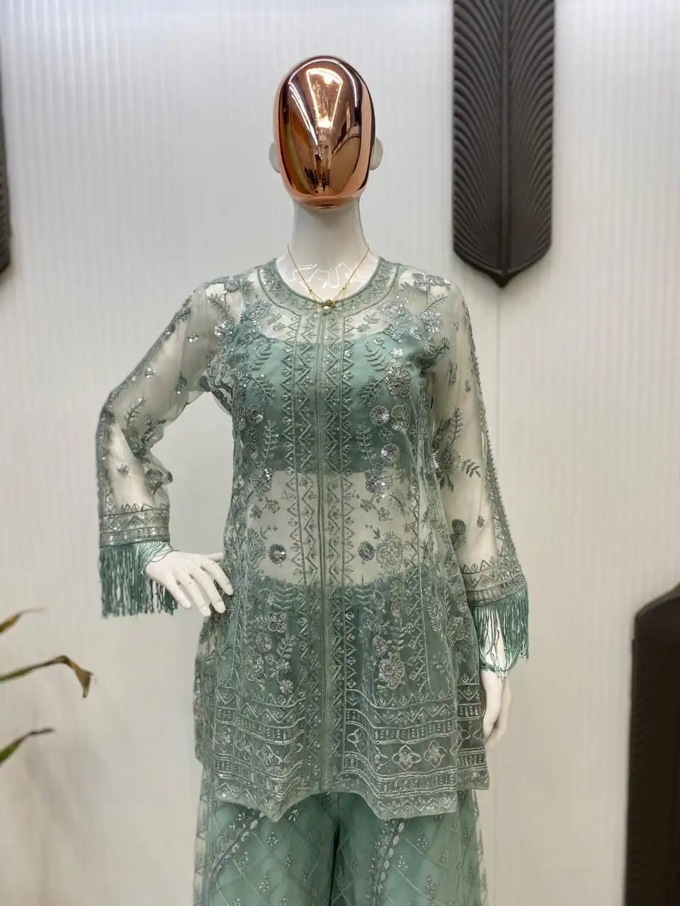 LG 1943 Pista Color Butterfly Net Sequence Embroidery Work Salwar Suit Casual, Wedding, Festive, Events . Expected Delivery  4-6 Working Days @1999/- only      | Casual Suits, Jump Suits, Creative suits, Designer Suits, Palazzo Suits, Party Wear Suits, Patiala Suits, Salwar suit, Straight Suits