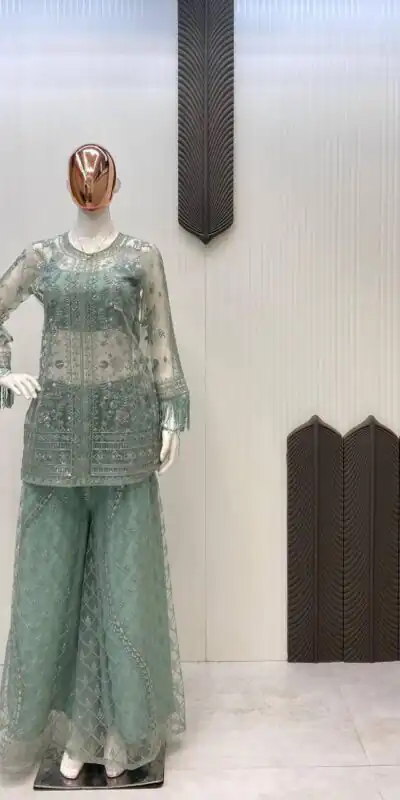 LG 1943 Pista Color Butterfly Net Sequence Embroidery Work Salwar Suit Casual, Wedding, Festive, Events . Expected Delivery  4-6 Working Days @1999/- only      | Casual Suits, Jump Suits, Creative suits, Designer Suits, Palazzo Suits, Party Wear Suits, Patiala Suits, Salwar suit, Straight Suits