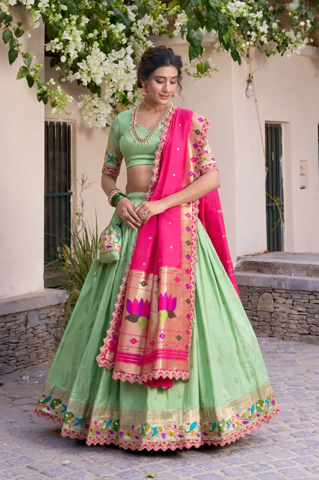 LNB 2014 Pista Color Jacquard Silk Zari Work Sequins Thread Embroidery Lehenga Choli Wedding, Party, Festive, Events Etc. Delivery 4-6 Working Days Rs 3749 | Creative Lehenga, Bollywood Lehenga, Designer Lehenga, Embroidered Lehenga, Lehenga, Party Wear Lehenga