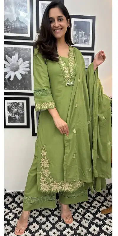 BE 385 Pista Color Rayon Slub Cotton Embroidery Wor Salwar Suit Casual, Wedding, Festive, Events . Expected Delivery  4-6 Working Days @1899/- only      | Casual Suits, Jump Suits, Creative suits, Designer Suits, Palazzo Suits, Party Wear Suits, Patiala Suits, Salwar suit, Straight Suits