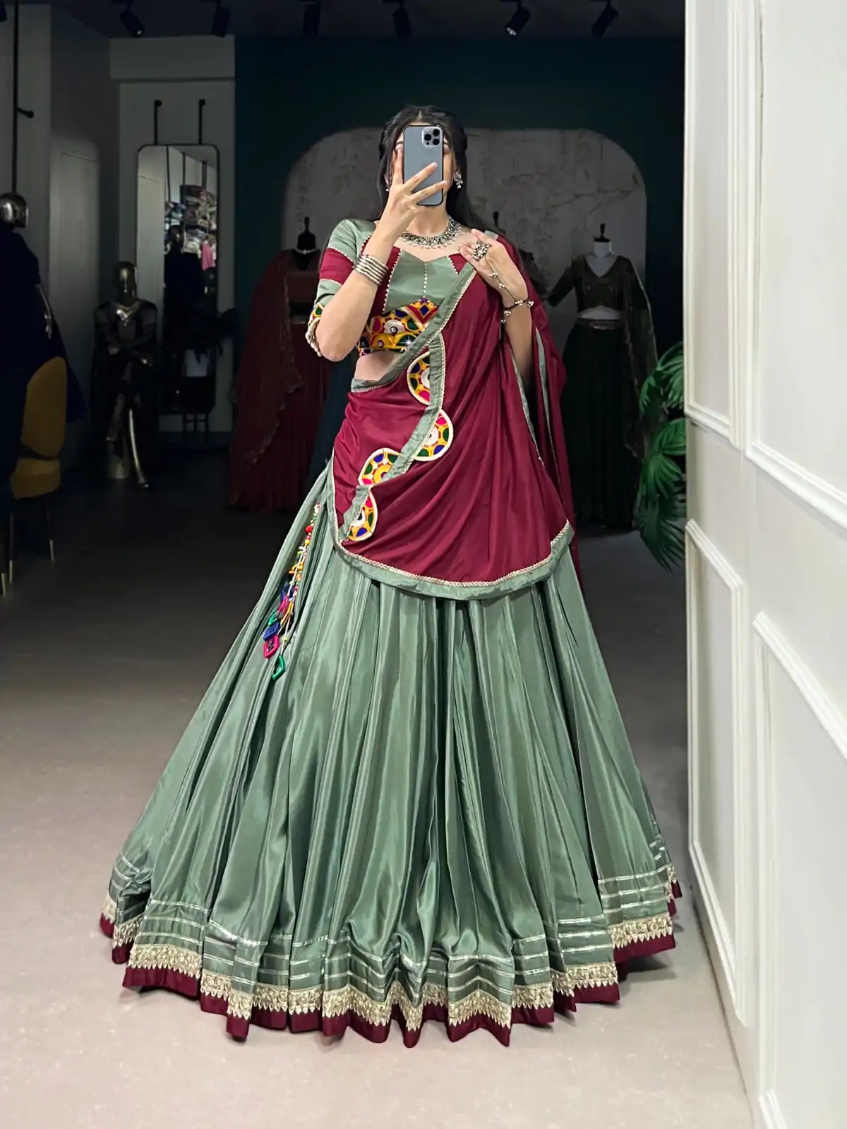 LNB 1656 Pista Color Silk Crepe Sequins Thread Embroidery Gotta Lehenga Choli Festive Party Wedding, Events etc. Delivery 4-6 Working Days @3399/- | Creative Lehenga, Bollywood Lehenga, Designer Lehenga, Embroidered Lehenga, Lehenga, Party Wear Lehenga
