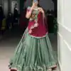 Pista Silk Crepe Embroidery Lehenga Choli