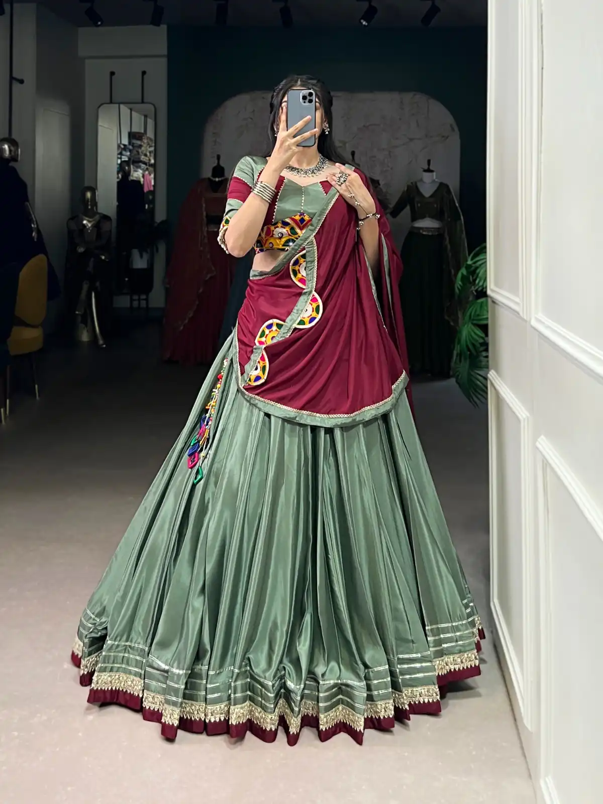 LNB 1656 Pista Color Silk Crepe Sequins Thread Embroidery Gotta Lehenga Choli Festive Party Wedding, Events etc. Delivery 4-6 Working Days @3399/- | Creative Lehenga, Bollywood Lehenga, Designer Lehenga, Embroidered Lehenga, Lehenga, Party Wear Lehenga