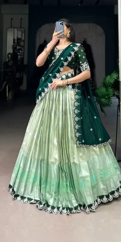 LNB 2024 Pista Color Zari Kota Weaving Work Sequins Thread Embroidery Lehenga Choli Festive Party Wedding, Events etc. Delivery 4-6 Working Days @2999/- | Creative Lehenga, Bollywood Lehenga, Designer Lehenga, Embroidered Lehenga, Lehenga, Party Wear Lehenga