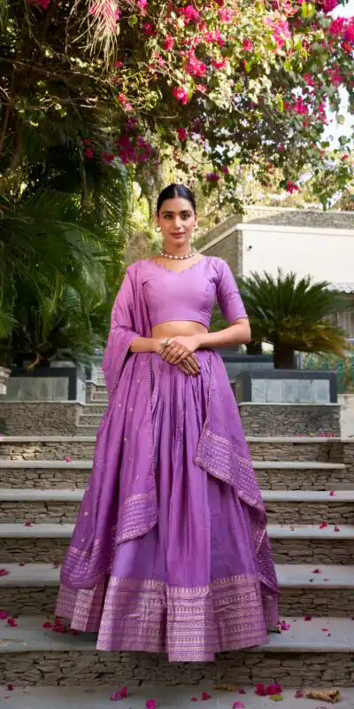 LNB 1906 Purple Color Pure Chanderi Plain With Zari Weaving Work Border Lehenga Choli Wedding, Party, Festive, Events Etc. Delivery 4-6 Working Days Rs 1999 | Creative Lehenga, Bollywood Lehenga, Designer Lehenga, Embroidered Lehenga, Lehenga, Party Wear Lehenga