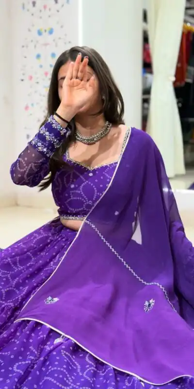LG 647 Purple Color Printed Georgette Real Mirror Work Lehenga Choli Wedding, Party, Festive, Events Etc. Delivery 4-6 Working Days Rs 2099 | Creative Lehenga, Bollywood Lehenga, Designer Lehenga, Embroidered Lehenga, Lehenga, Party Wear Lehenga