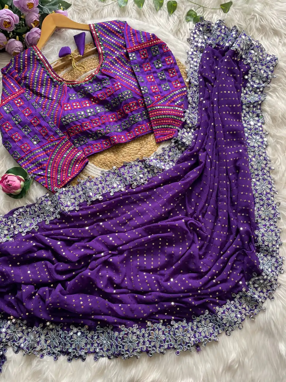 DF 3453 Purple Color Faux Georgette 5mm Sequence Work Casual, Wedding, Festive, Events . Expected Delivery 4-6 Working Days @2099/- only | Embroidered Sarees, Bollywood Sarees, Creative Sarees, Designer Sarees, Ethnic Saree, Modern Digital sarees, Party Wear Sarees, Sarees