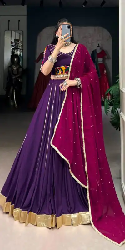 LNB 1655 Purple Color Pure Rayon Embossed Design Gotta Patti Lace Lehenga Choli Wedding, Party, Festive, Events Etc. Delivery 4-6 Working Days Rs 2799 | Creative Lehenga, Bollywood Lehenga, Designer Lehenga, Embroidered Lehenga, Lehenga, Party Wear Lehenga