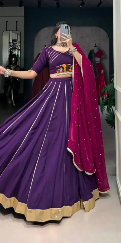 LNB 1655 Purple Color Pure Rayon Embossed Design Gotta Patti Lace Lehenga Choli Wedding, Party, Festive, Events Etc. Delivery 4-6 Working Days Rs 2799 | Creative Lehenga, Bollywood Lehenga, Designer Lehenga, Embroidered Lehenga, Lehenga, Party Wear Lehenga