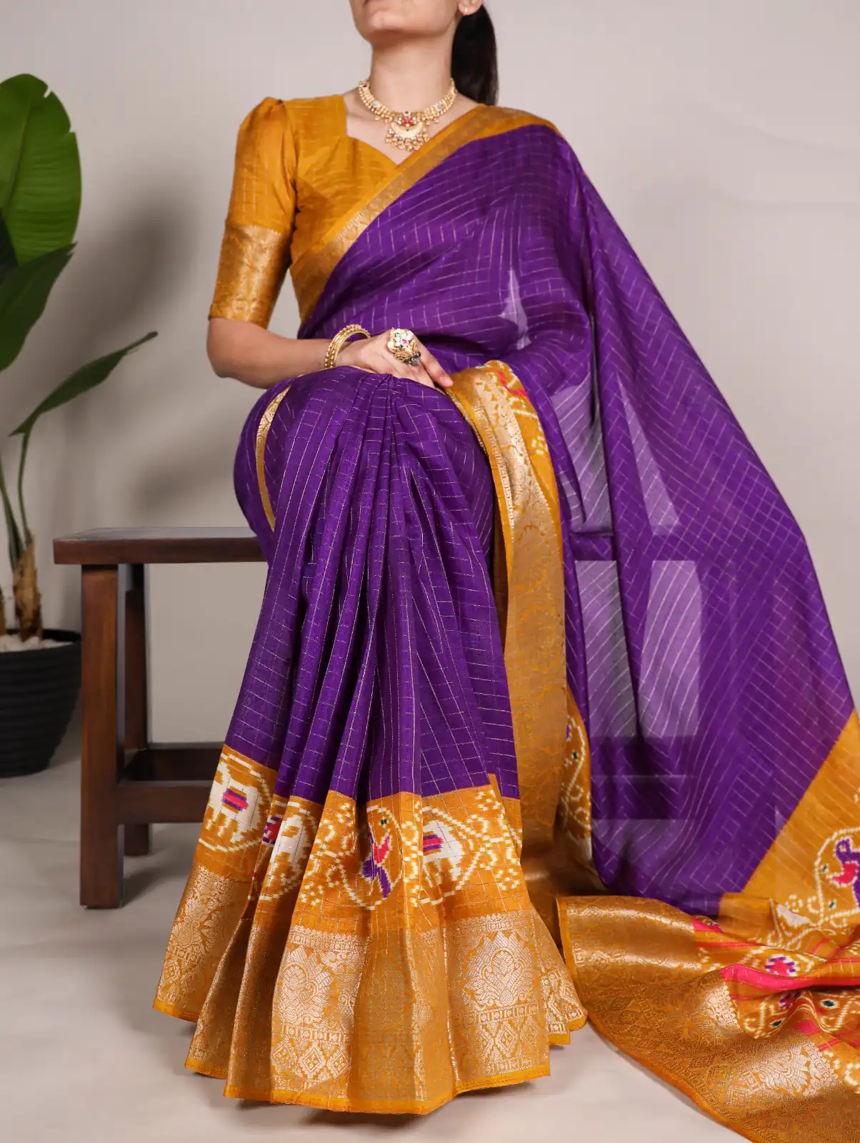 YNF 7029 Purple Color Tussar Chex Patola Print Weaving Work Border Saree Casual, Wedding, Festive, Events . Expected Delivery  4-6 Working Days @1499/- only                                | Embroidered Sarees, Bollywood Sarees, Creative Sarees, Designer Sarees, Ethnic Saree, Modern Digital sarees, Party Wear Sarees, Sarees