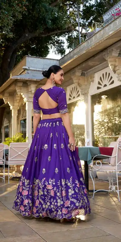 LNB 1414 Purple Color Vichitra Silk Sequins and Thread Embroidery Work Lehenga Choli Wedding, Party, Festive, Events Etc. Delivery 4-6 Working Days Rs 3399 | Creative Lehenga, Bollywood Lehenga, Designer Lehenga, Embroidered Lehenga, Lehenga, Party Wear Lehenga