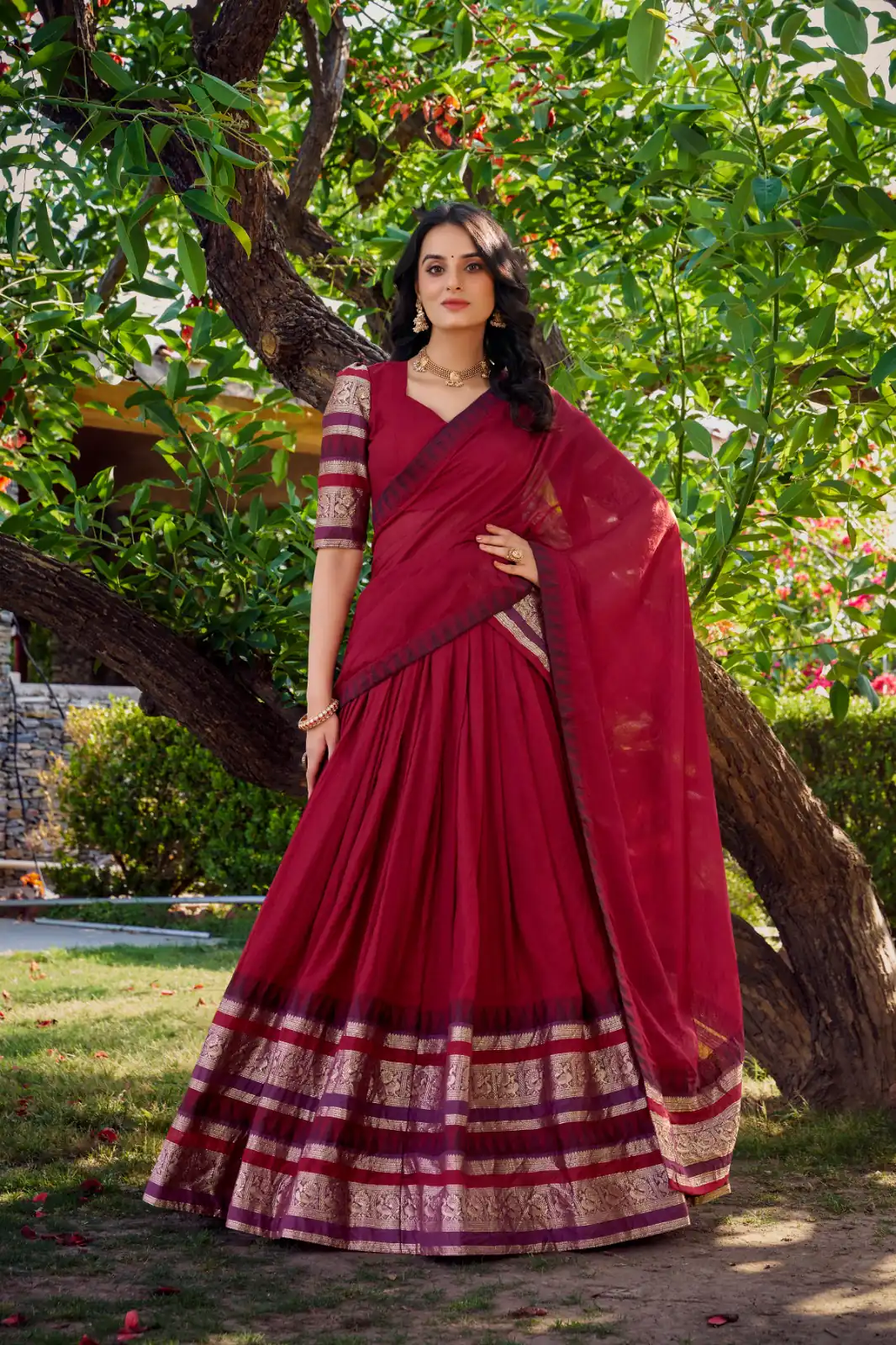 LNB 1902 Red Color Chanderi Plain With Zari Weaving Work Lehenga Choli Wedding, Party, Festive, Events Etc. Delivery 4-6 Working Days Rs 2099 | Creative Lehenga, Bollywood Lehenga, Designer Lehenga, Embroidered Lehenga, Lehenga, Party Wear Lehenga
