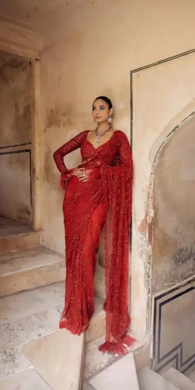 DF 3461 Red Color Butterfly Net 5mm Sequins Embroidery work Saree Saree Casual, Wedding, Festive, Events . Expected Delivery  4-6 Working Days @1799/- only                                                                                | Embroidered Sarees, Bollywood Sarees, Creative Sarees, Designer Sarees, Ethnic Saree, Modern Digital sarees, Party Wear Sarees, Sarees