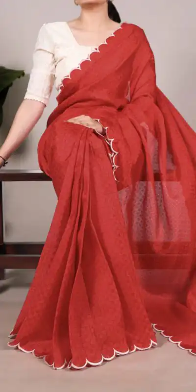 YNF 7105 Red Color Gadhawal Chex Arca Work Saree Casual, Wedding, Festive, Events . Expected Delivery  4-6 Working Days @1599/- only                                                                                | Embroidered Sarees, Bollywood Sarees, Creative Sarees, Designer Sarees, Ethnic Saree, Modern Digital sarees, Party Wear Sarees, Sarees