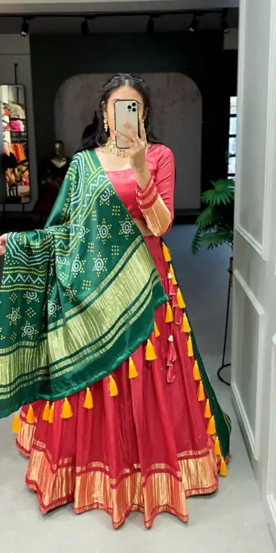 LNB 1653 Red Color Gaji Silk Dyeing With Lagdi patta Lehenga Choli Wedding, Party, Festive, Events Etc. Delivery 4-6 Working Days Rs 3499 | Creative Lehenga, Bollywood Lehenga, Designer Lehenga, Embroidered Lehenga, Lehenga, Party Wear Lehenga