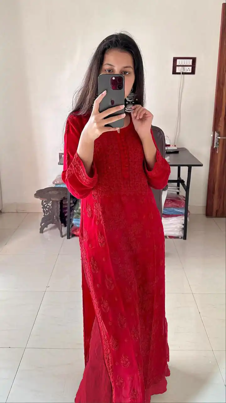 BE 354 Red Color Georgette With Embroidery Work Salwar Suit Casual, Wedding, Festive, Events . Expected Delivery  4-6 Working Days @1899/- only      | Casual Suits, Jump Suits, Creative suits, Designer Suits, Palazzo Suits, Party Wear Suits, Patiala Suits, Salwar suit, Straight Suits