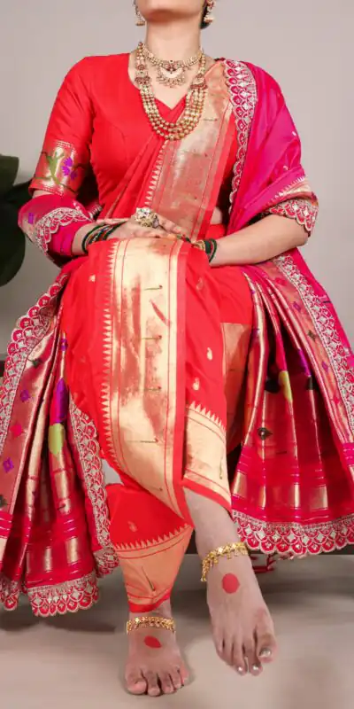 YNF 7407 Red Color Jacquard Silk Paithani Zari Weaving Work Saree Casual, Wedding, Festive, Events . Expected Delivery  4-6 Working Days @3349/- only                                                                                | Creative Sarees, Embroidered Sarees, Bollywood Sarees, Designer Sarees, Ethnic Saree, Modern Digital sarees, Party Wear Sarees, Sarees